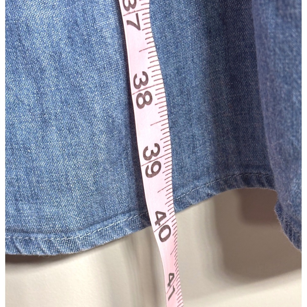 J.McLaughlin Womens Blue Denim Chambray Shirt Dress Midi Pockets Size L - Picture 8 of 15